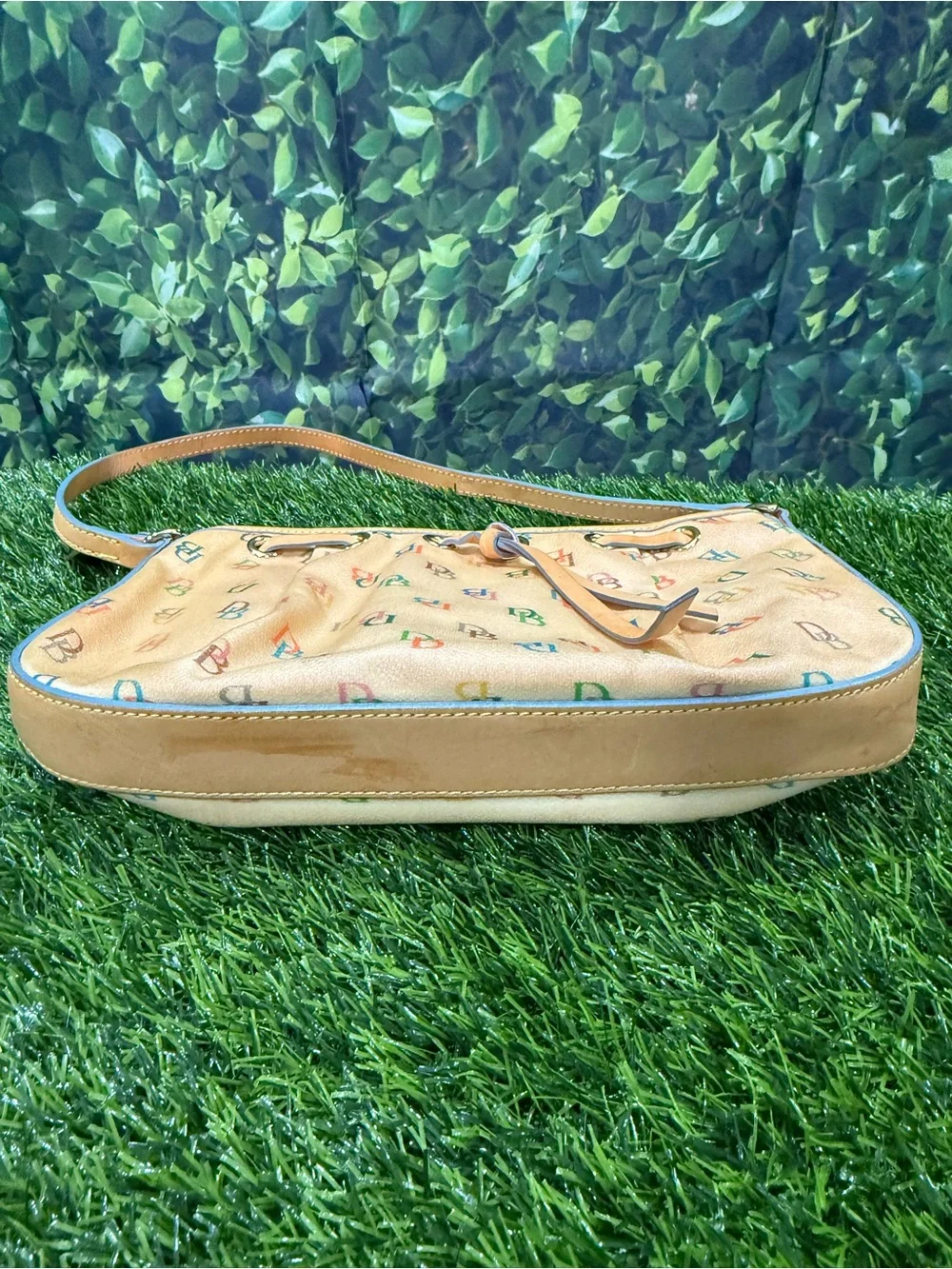 Dooney & Bourke Y2K Vintage IT Bag Yellow DB Rainbow Monogram Vachetta Leather